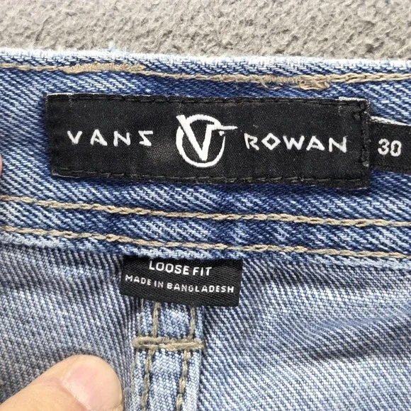 Vans Rowan Jeans Mens Blue Loose Fit Straight Double Knee Skater Y2K Fits 29x30 - Picture 8 of 16